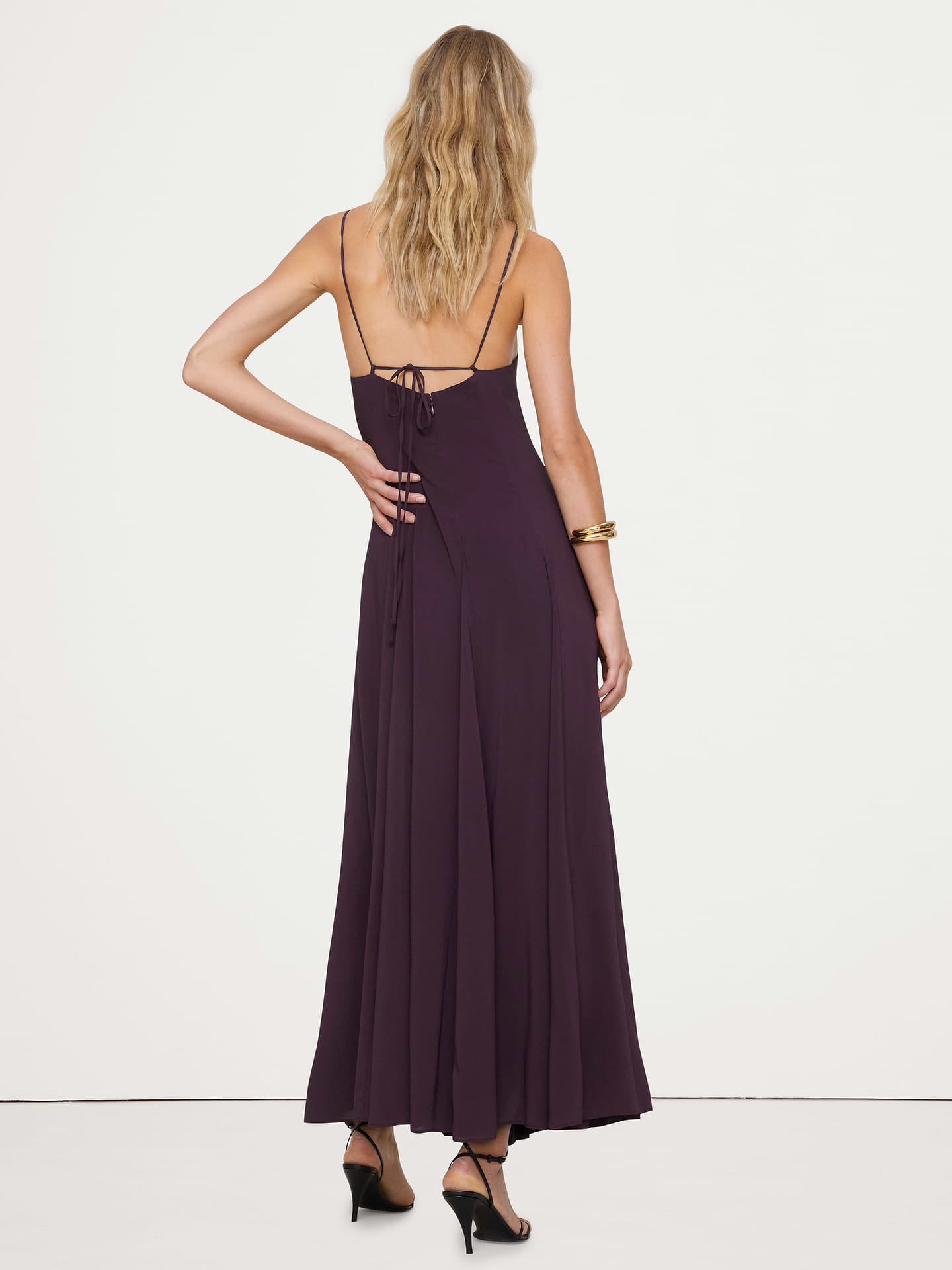 Image 3 de 8, Robe longue à panneaux en crêpe georgette