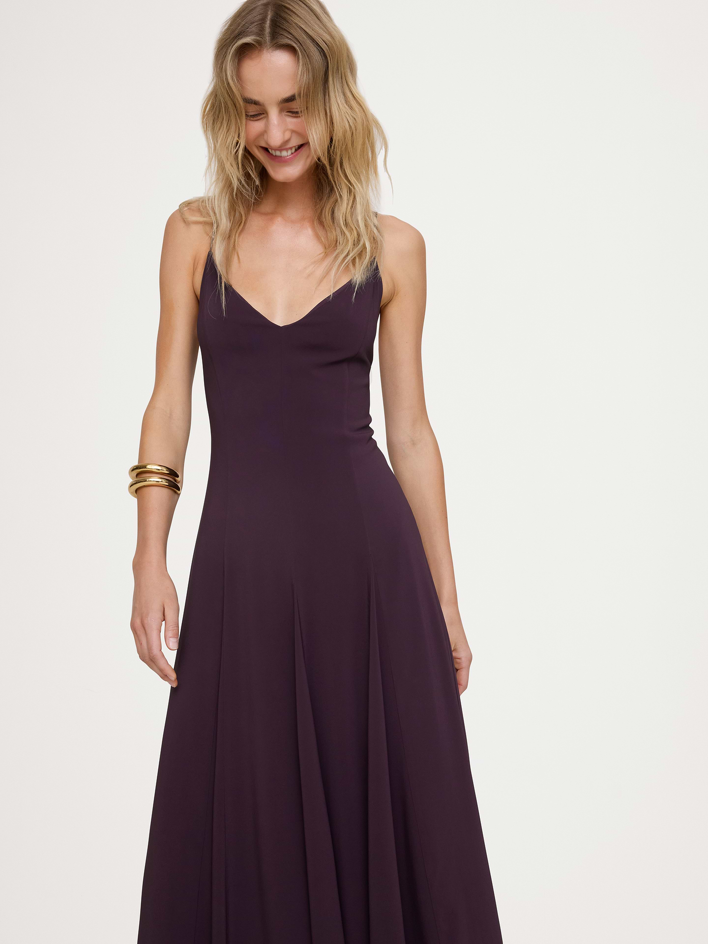 Image 4 de 8, Robe longue à panneaux en crêpe georgette