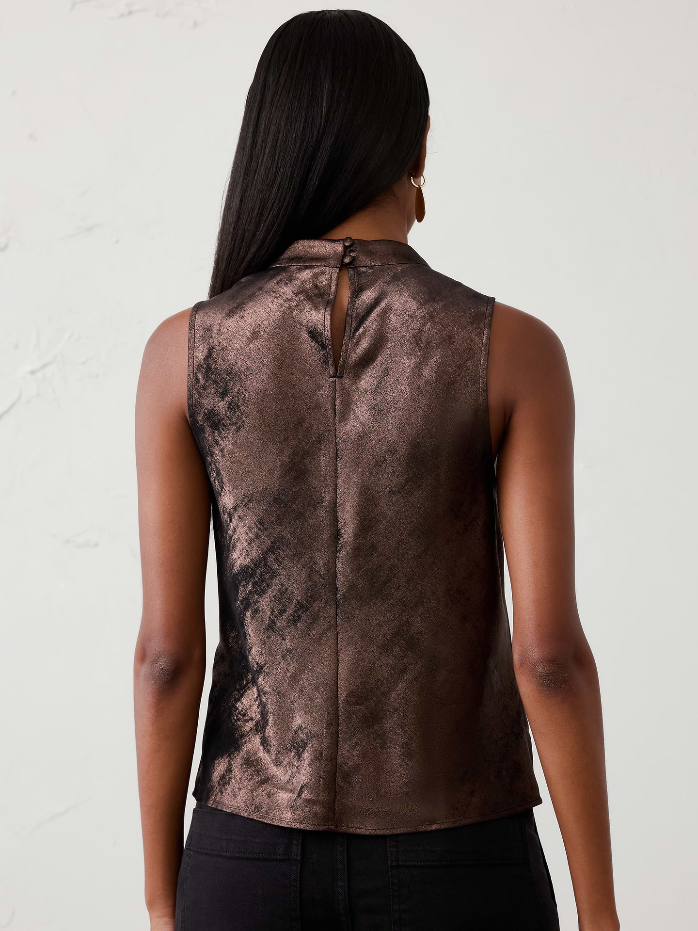 Image 2 of 4, Lamé Cowl-Neck Top