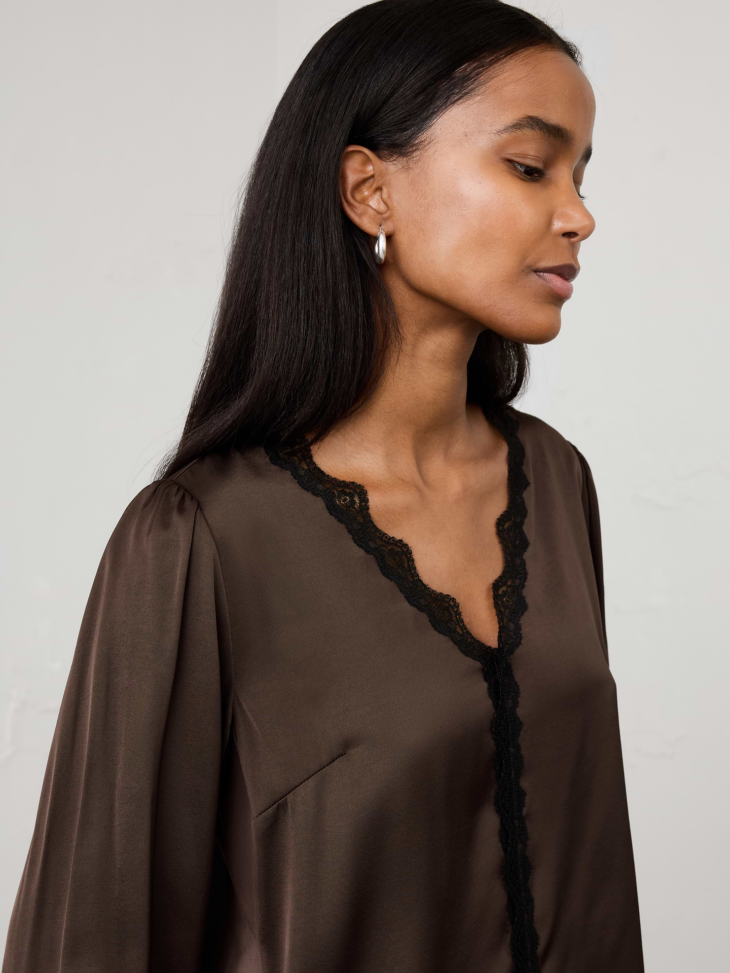 Image 3 of 5, Romantic Lace-Placket Blouse