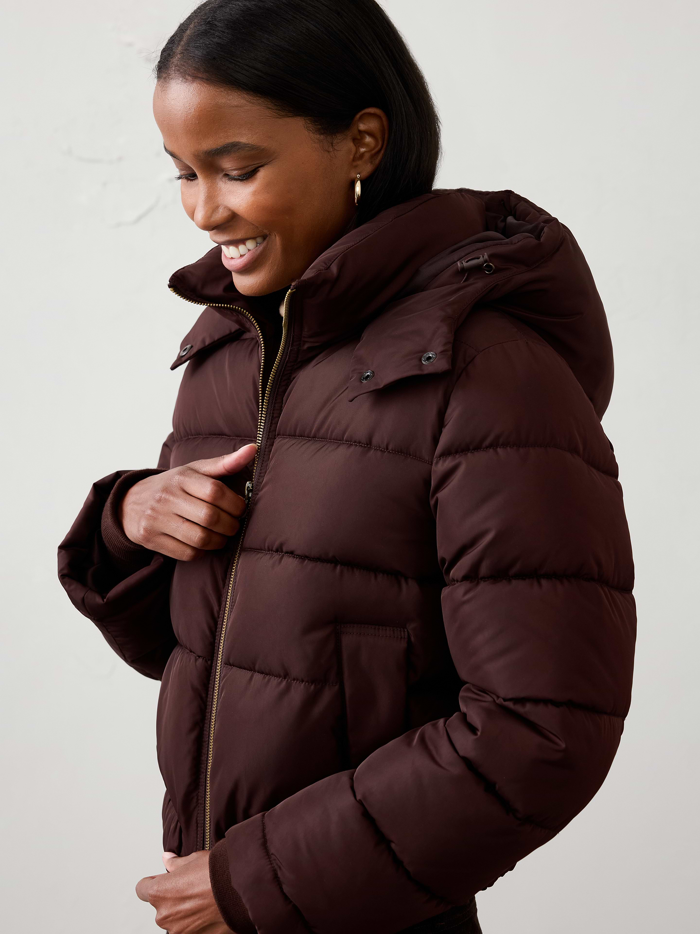 Image 3 of 4, Short Hooded Puffer Jacket