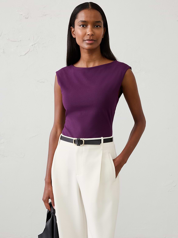 Soft Stretch Cap-Sleeve Top