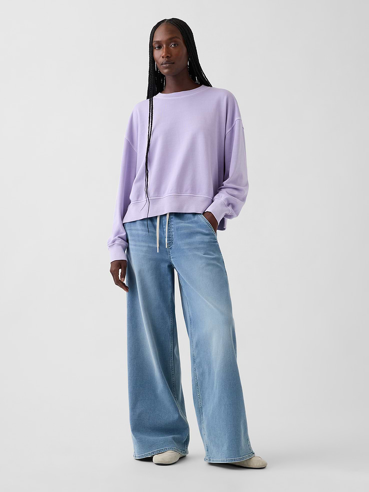 Image 2 of 7, VintageSoft Terry Oversized Wedge Side-Slit Sweatshirt