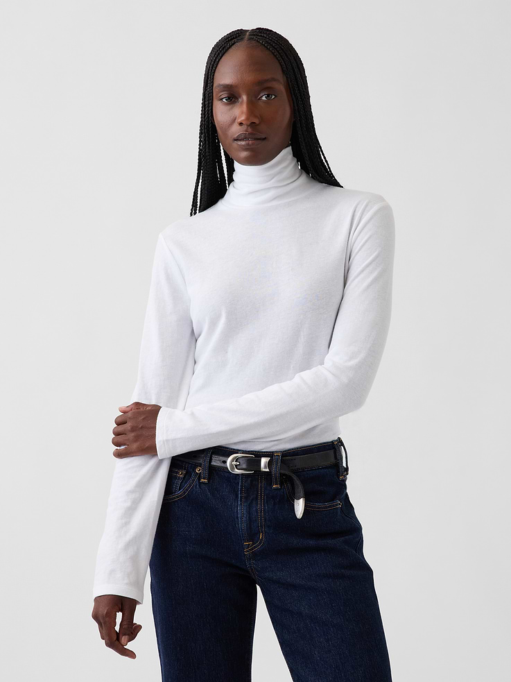 Image 1 of 4, Soft cotton jersey T-shirt., Turtleneck., Long sleeves., Product #1186040