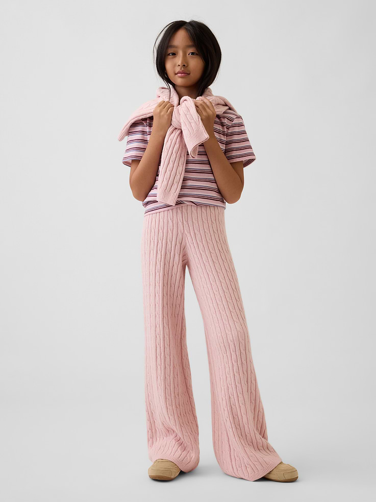 Image 1 of 5, Supersoft knit cotton-blend wide-leg sweater pants. In a relaxed fit., Elasticized waist., Ribbed hem., Product #1184841