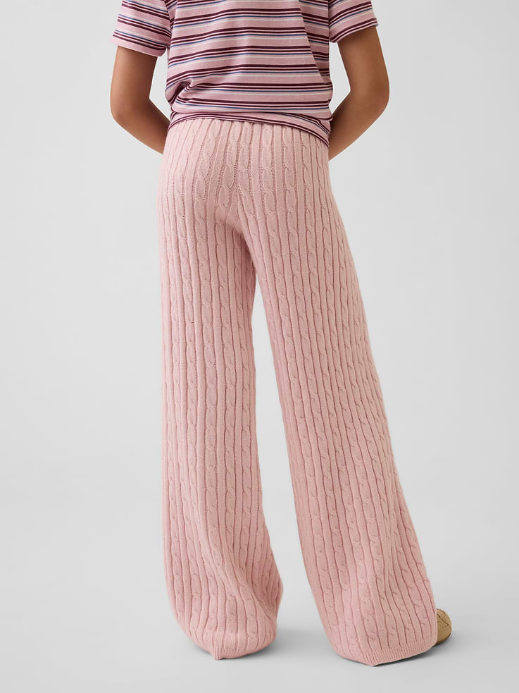 Image 3 of 5, CashSoft Cable-Knit Wide-Leg Sweater Pants