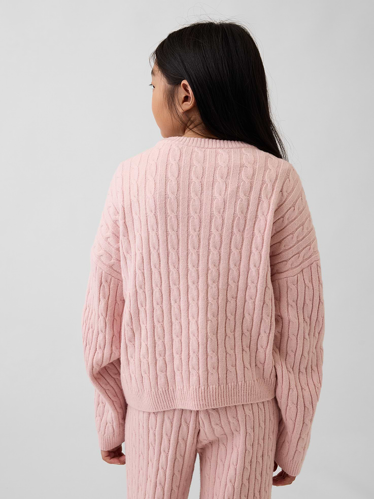 Image 3 of 5, CashSoft Cable-Knit Oversized Crew Sweater