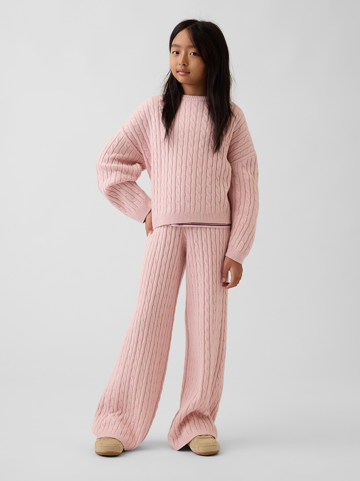 Image 4 of 5, CashSoft Cable-Knit Oversized Crew Sweater