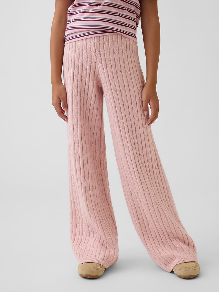 Image 4 of 5, CashSoft Cable-Knit Wide-Leg Sweater Pants