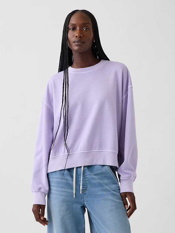 VintageSoft Terry Oversized Wedge Side-Slit Sweatshirt