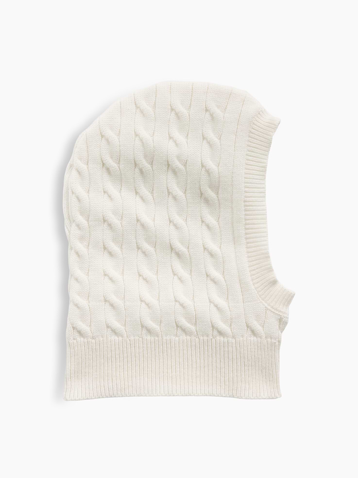 Image 1 of 3, Soft cable-knit pullover hood., Ribbed hem., Made with 60% recycled polyester. Compared to virgin materials, using recycled materials helps reduce resource use and waste., Product #913004