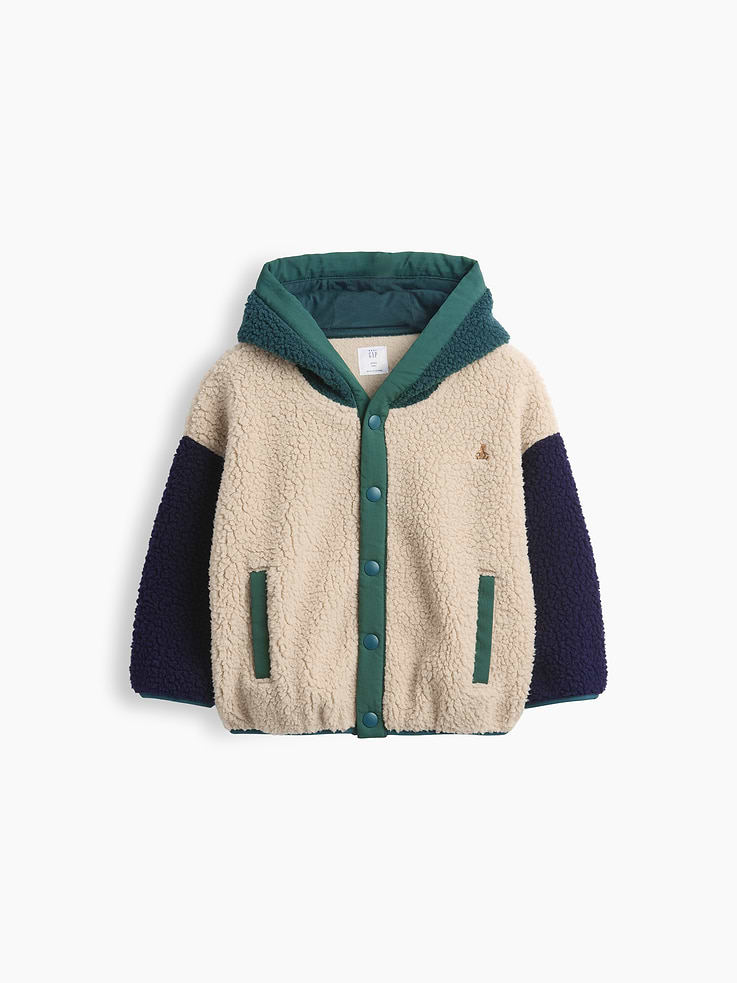 Image 2 of 3, Baby & Toddler Hooded Sherpa Jacket