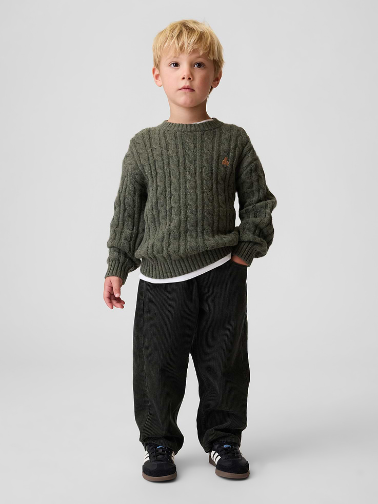 Image 1 of 4, Soft cotton corduroy pull-on baggy pants., Elasticized waist with faux fly., Classic five-pocket styling., Product #912565