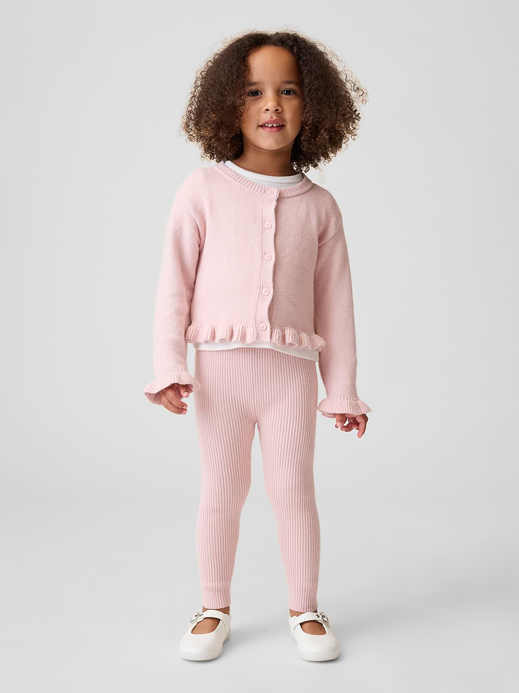 Image 1 of 3, Our bestselling fabric that feels cashmere-soft. Crafted in a midweight plush yarn. Refined with a special brushed technique. It's everyday luxury., Supersoft, ribbed knit cotton-blend sweater leggings., Elasticized waist., Product #906781