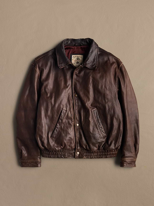 Archive Leather Bomber Jacket With Broken Zipper Men's Size 46