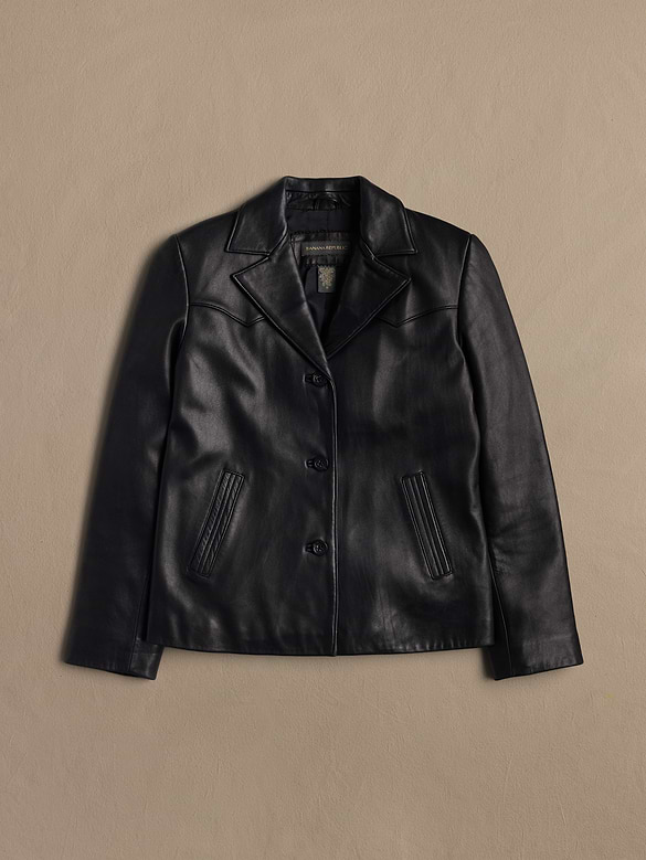 Archive Leather Blazer Jacket With Button Closure Women's Size S