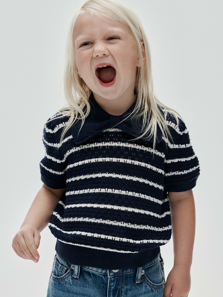 Image 3 of 3, Baby & Toddler Bow Collar Pointelle Sweater