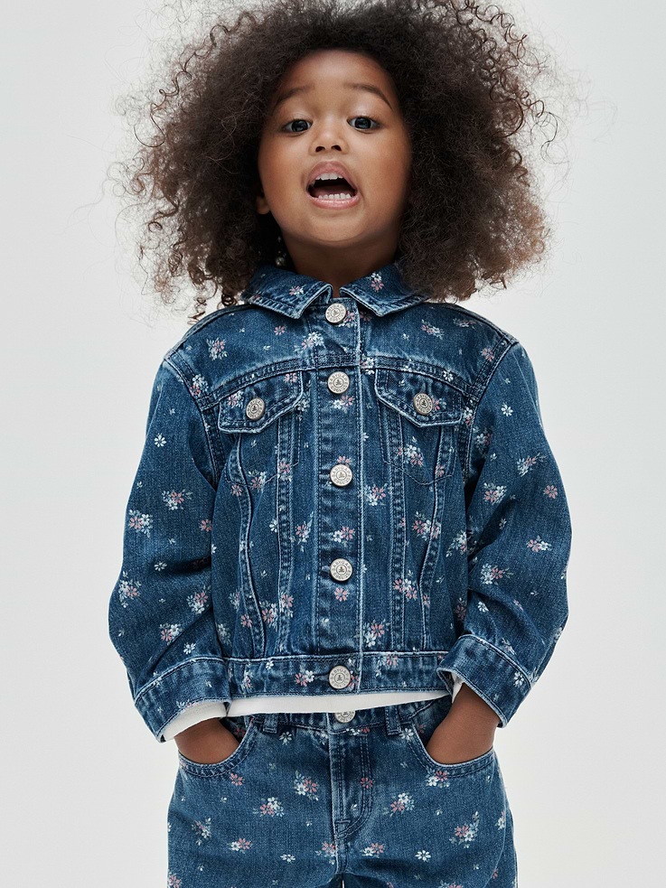 Image 3 of 3, Baby & Toddler Floral Denim Jacket