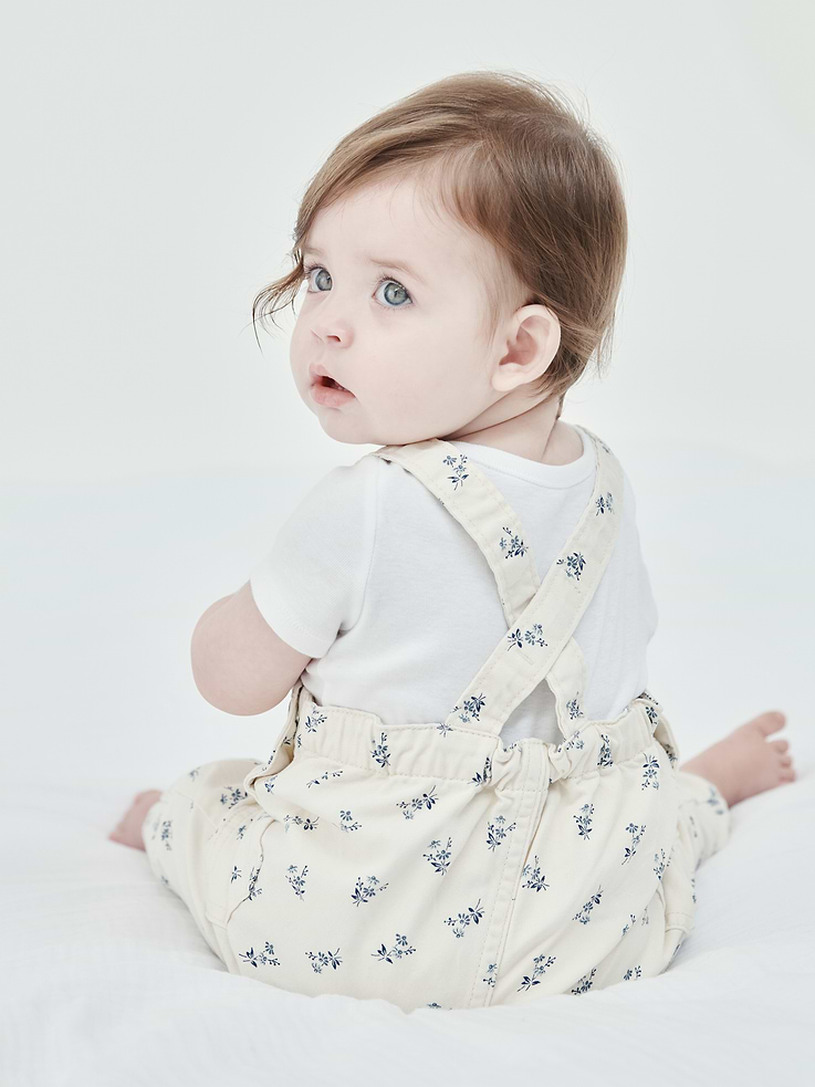 Image 4 of 4, Baby Floral Print Overalls