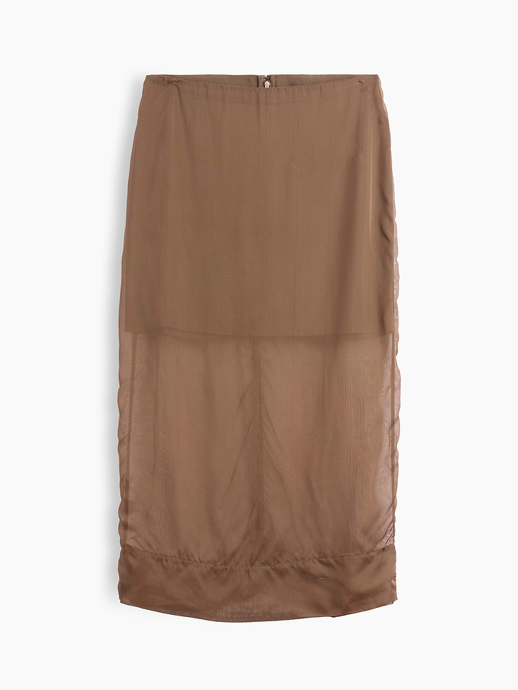 Image 1 of 2, Lined, sheer organza maxi skirt., Zipper with hook-and-eye closure at back., Attached skirt lining., Product #1183778