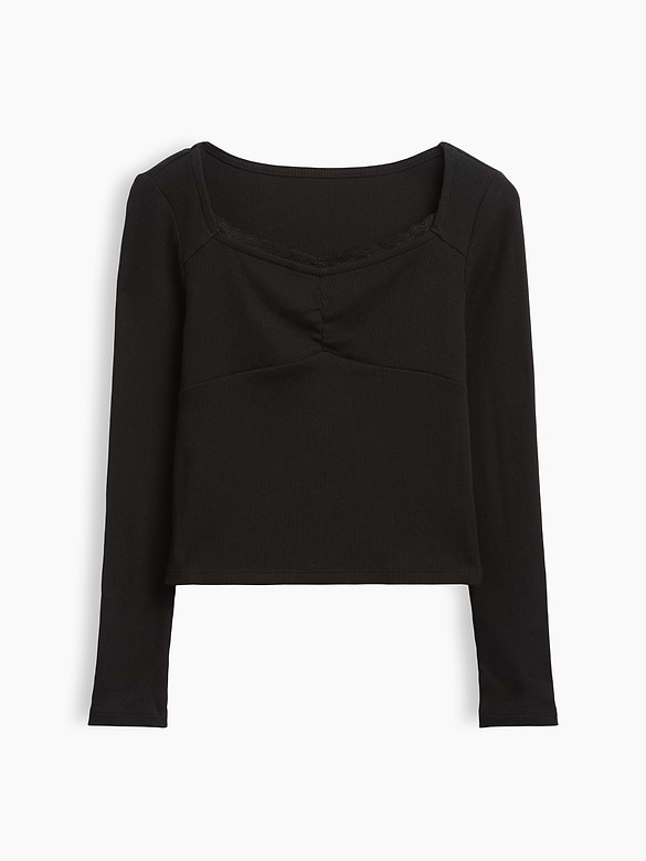 Kids Lace-Trim Sweetheart Rib T-Shirt