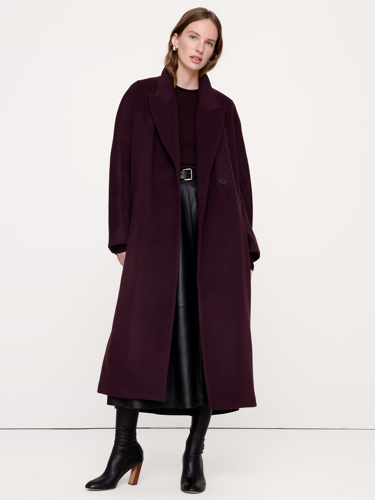 Image 1 of 3, Our version of the season's wrap coat, cut in a relaxed silhouette from a warm Italian fabric woven from wool and cashmere., Relaxed Fit: A straight & roomy fit with dropped shoulder seams., Fabric from Italy's Fratelli Balli mill., Peak lapel with button closure. Belted., Front pockets., Unlined., Product #1180462