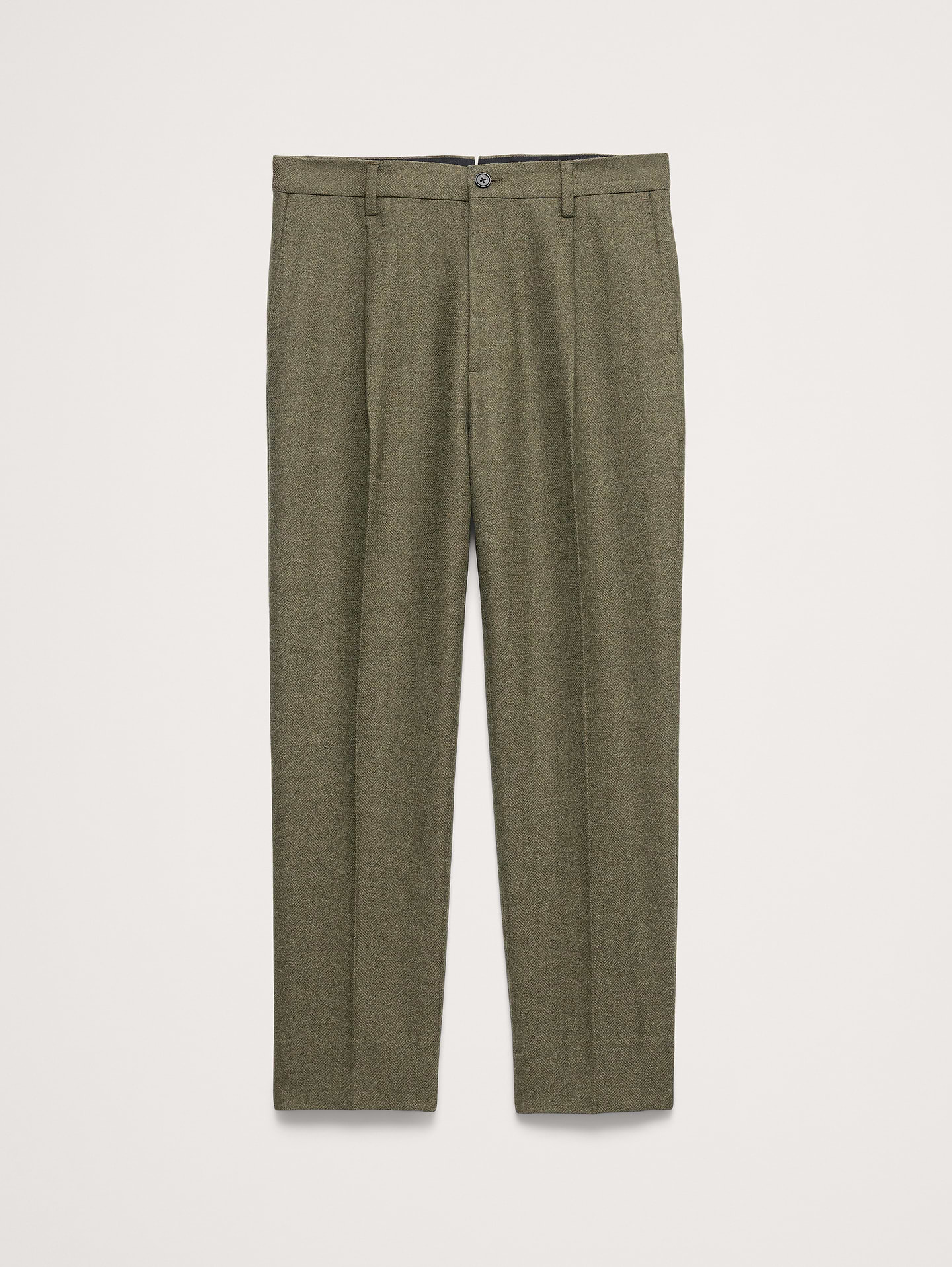 Image 5 of 8, Classic Tapered Wool-Cotton Herringbone Dress Pant