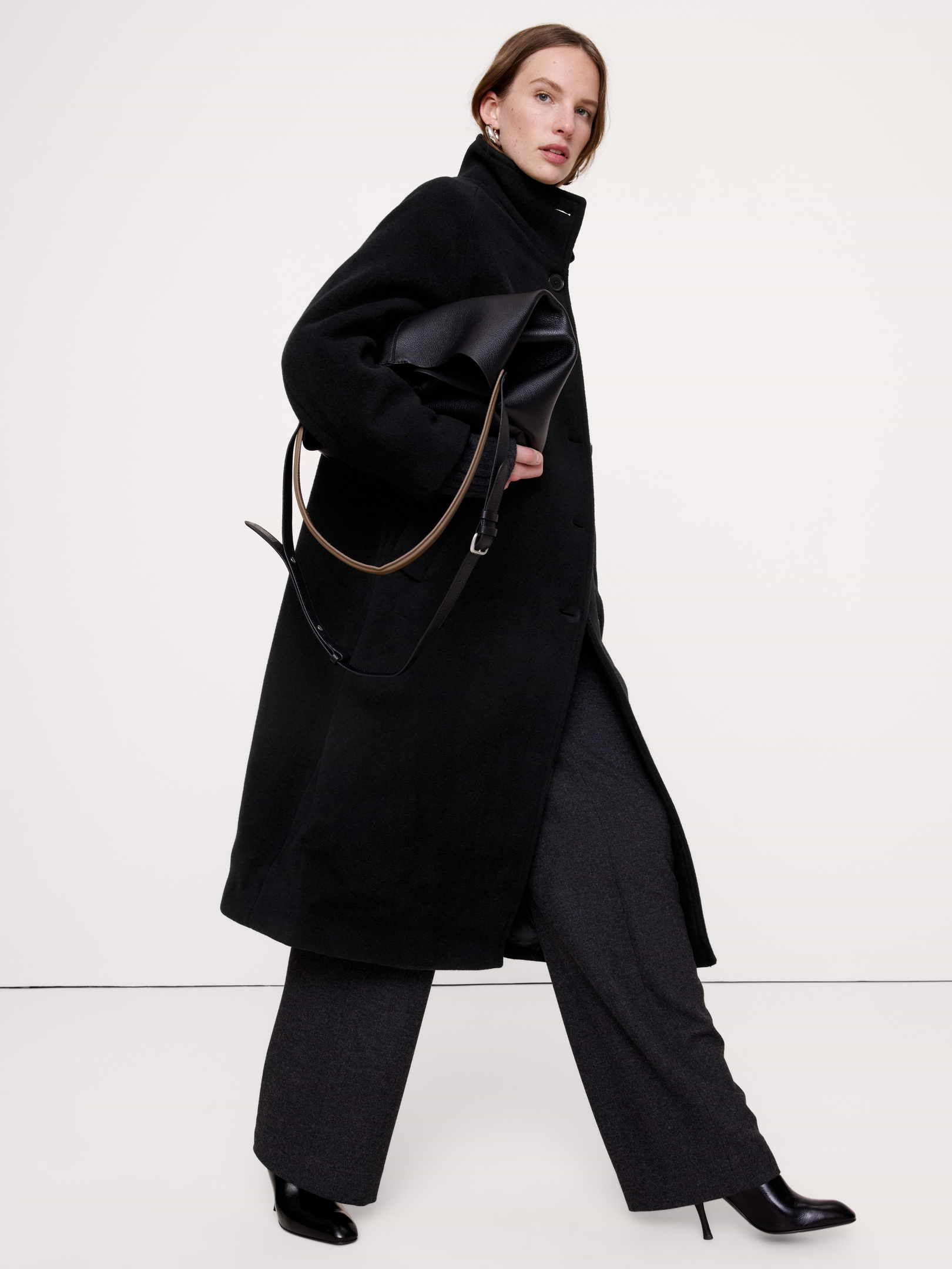 ウールカシミア混 コート BANANA REPUBLIC M ブラック Italian Wool-Blend Top Coat | Banana Republic