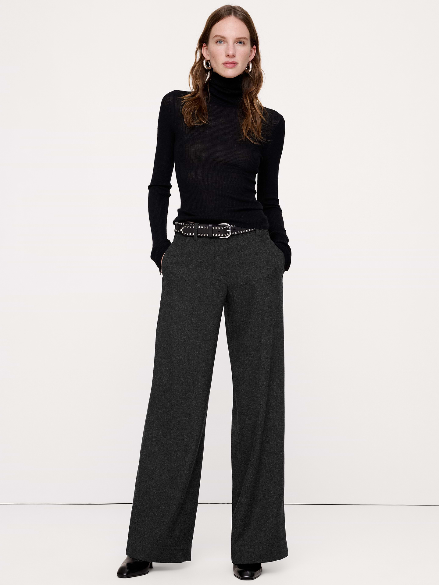 Image 1 of 8, Our go-anywhere, do-anything Everyday Pant, made from now in a delightful flannel. Features a hidden elastic waistband and utility pockets inspired by our archives. Dress them up, dress them down, wear them every day., Mid-Rise Wide-Leg: Mid-rise. Relaxed through hip and thigh with a wide leg. Full length., Fabric from Italy's Manifattura Emmetex., Zip fly with bar closure. Belt loops., Comfort elastic at back., Front and back pockets., Unlined., Product #1183114
