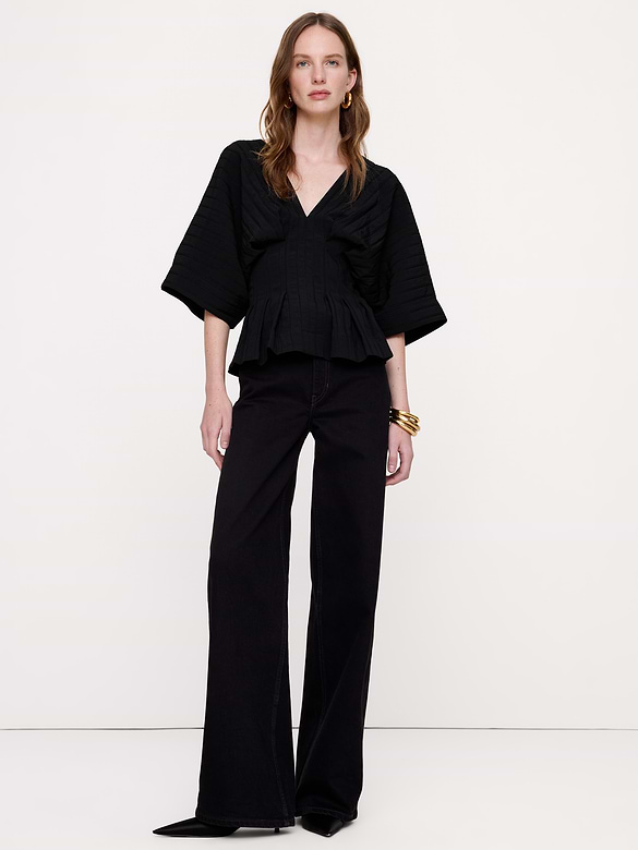 Cinched-Waist Pleated Top