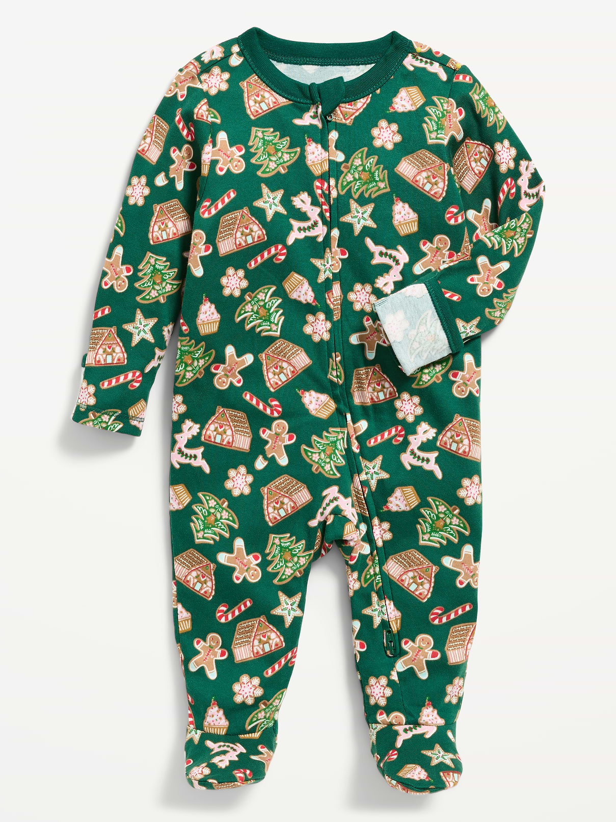 Image 1 of 4, crew neck, long sleeves, fold-over mittens at each sleeve, full-length reversible zipper, sewn-in feet, Product #911241