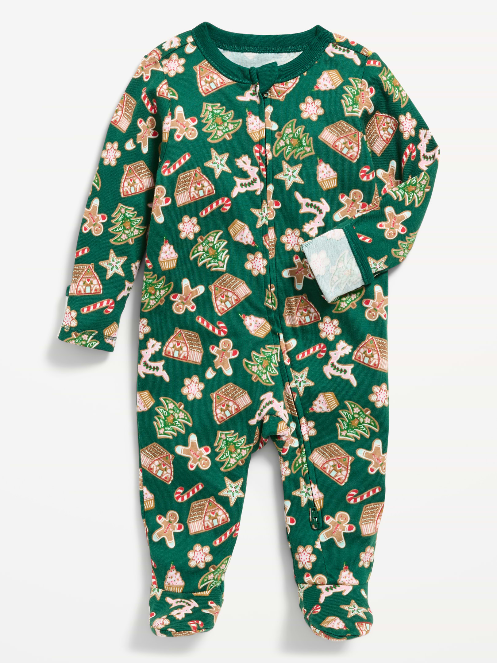 Image 1 of 4, crew neck, long sleeves, fold-over mittens at each sleeve, full-length reversible zipper, sewn-in feet, Product #911241