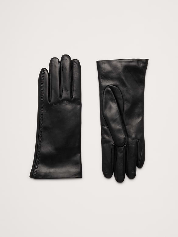 Italian Leather Cashmere-Lined Gloves