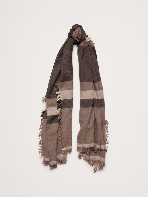 Wool Blanket Scarf with Fringe