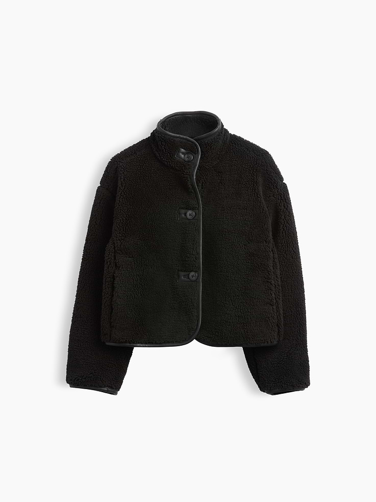 Image 2 of 5, Kids Relaxed Crop Sherpa Jacket