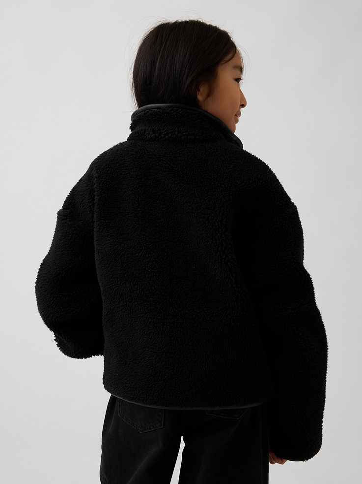 Image 3 of 5, Kids Relaxed Crop Sherpa Jacket