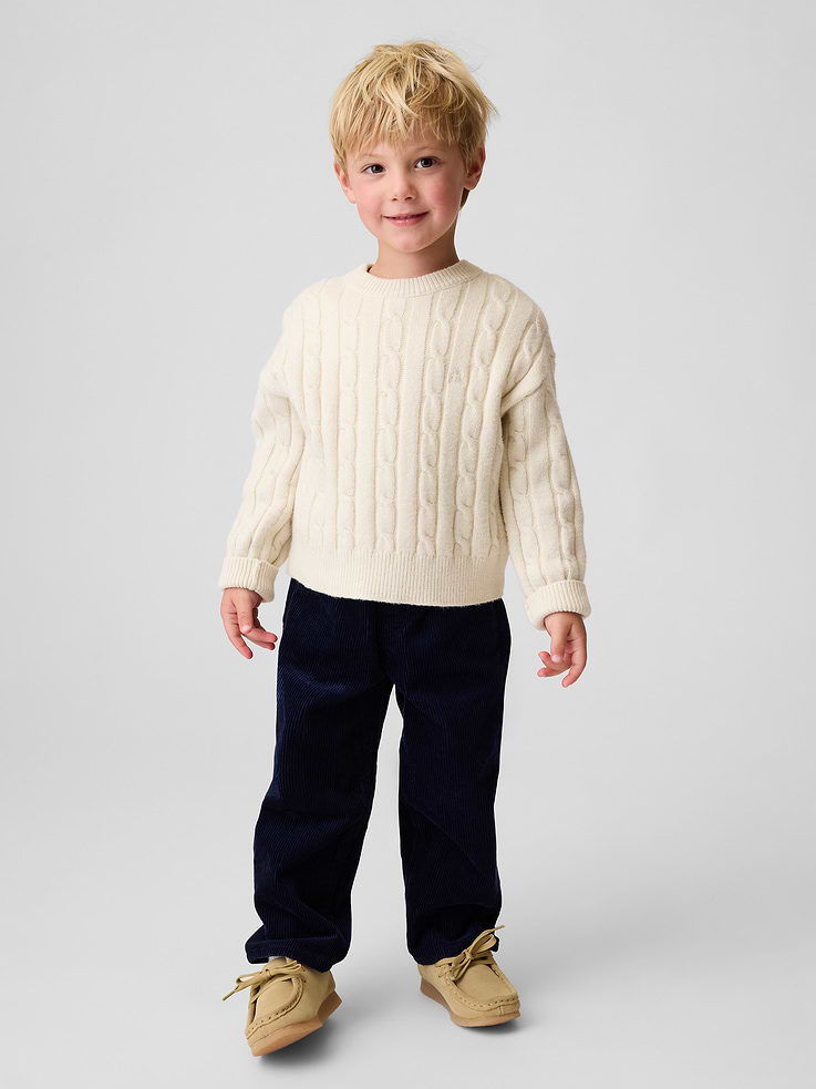 Image 1 of 3, Soft cotton corduroy pull-on baggy pants., Elasticized waist with faux fly., Classic five-pocket styling., Product #912565