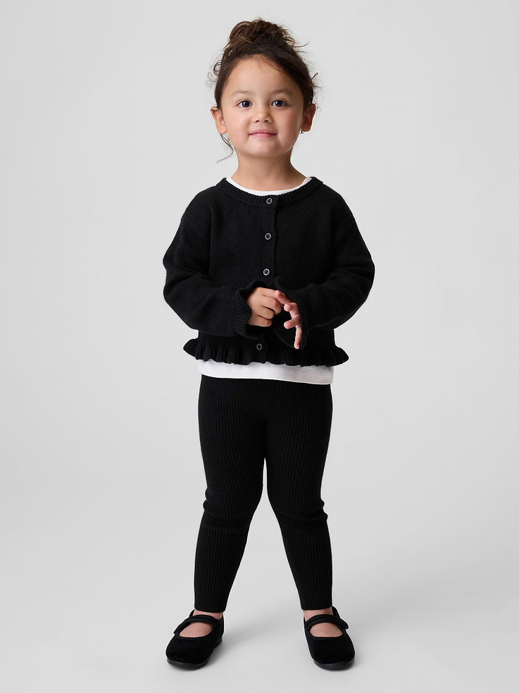 Image 1 of 3, Our bestselling fabric that feels cashmere-soft. Crafted in a midweight plush yarn. Refined with a special brushed technique. It's everyday luxury., Supersoft, ribbed knit cotton-blend sweater leggings., Elasticized waist., Product #906781