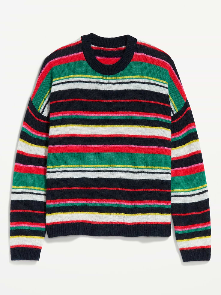 Image 4 of 5, Loose Cozy Wool-Blend Crew-Neck Sweater