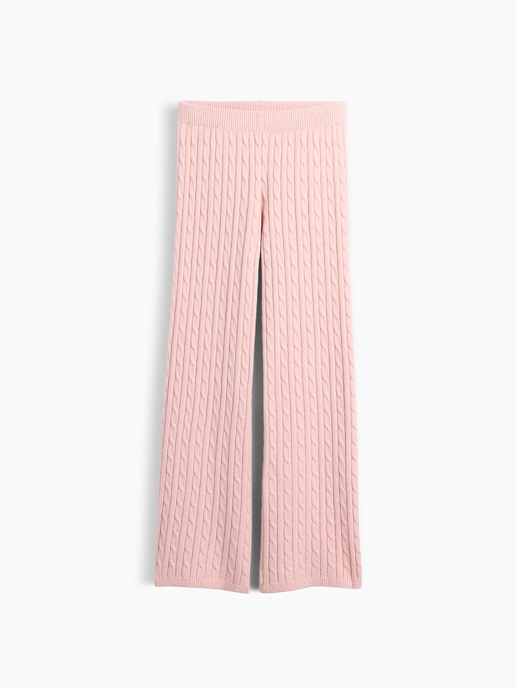 Image 2 of 5, CashSoft Cable-Knit Wide-Leg Sweater Pants