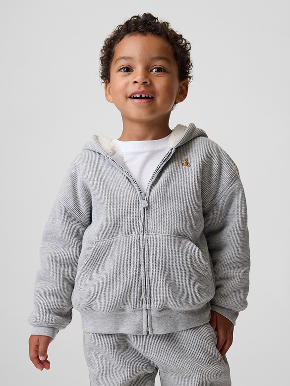 Baby & Toddler Sherpa-Lined Waffle Zip Hoodie