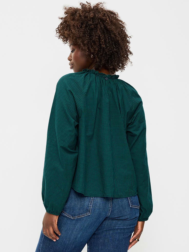 Image 3 of 6, Long-Sleeve Ruffle-Neck A-Line Top