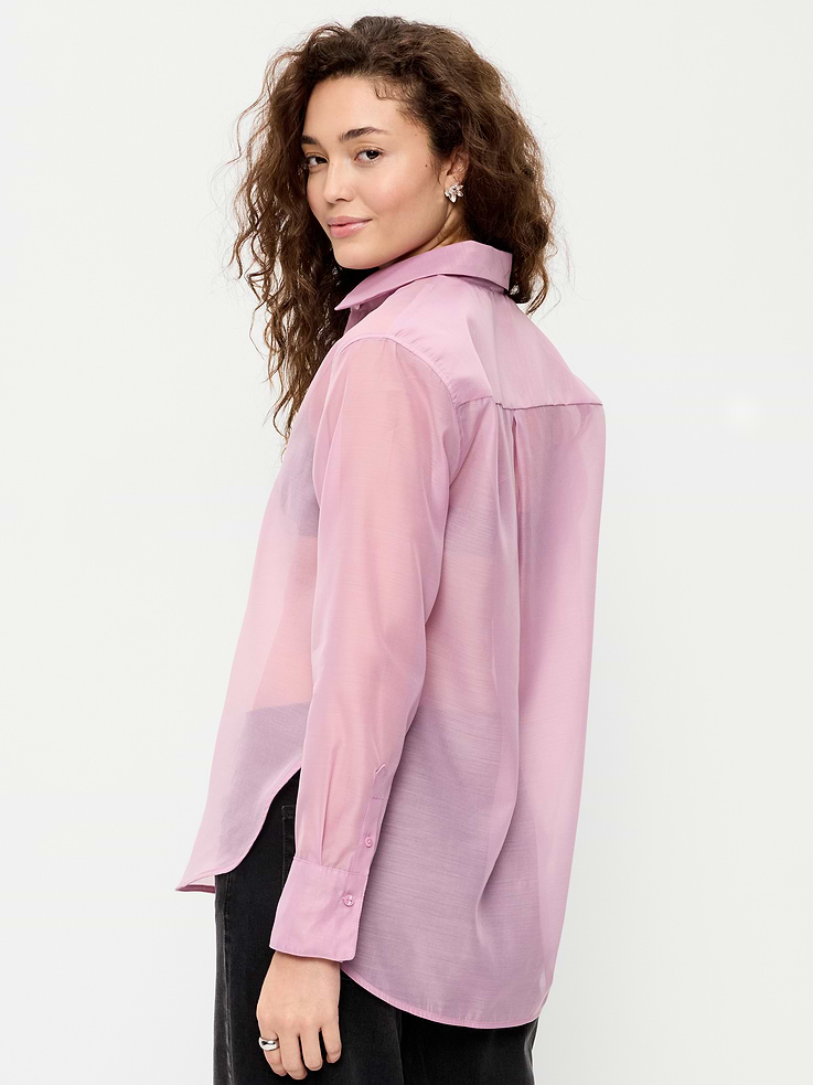 Image 2 of 4, Organza Button-Down Shirt