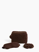 Image 1 of 3, Soft sherpa accessories bag, sleep mask, and scrunchie in a 3-piece set., Zip top closure at bag., Elasticized bands., This product was made in a factory that invests in gender equity and women’s empowerment through RISE. Learn more at gapinc.com/equity ., Product #1185364