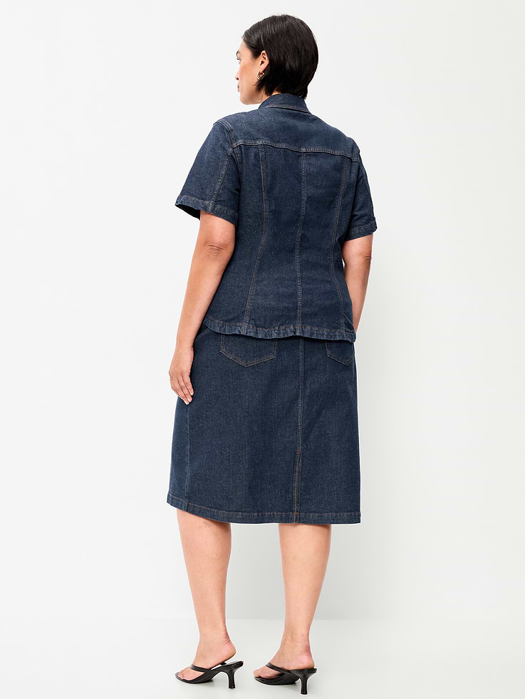 Image 9 of 9, Column Denim Midi Skirt