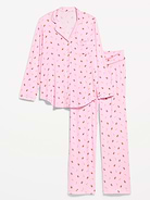 Image 1 of 1, Knit jersey so unbelievably soft and stretchy., set includes pajama shirt and matching pants, notched collar, long sleeves, patch chest pocket, foldover-waist pajama pants for pull-on styling, Product #915842