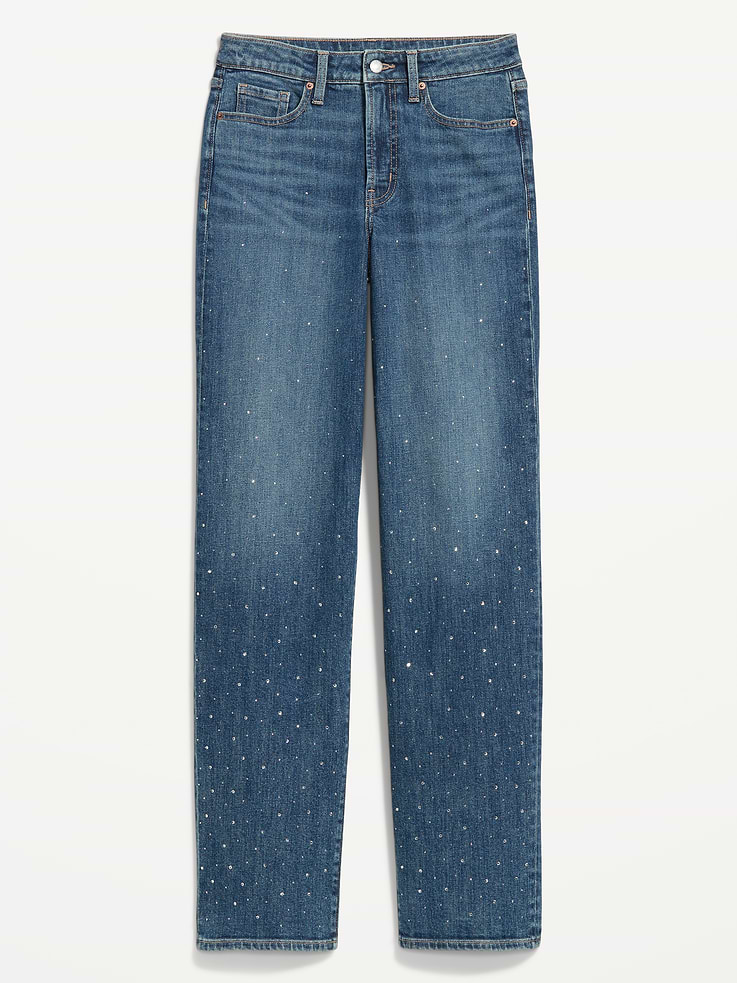 Image 1 of 9, A loose, relaxed take on our bestselling OG Straight., high waisted, zip fly, front scoop pockets, back patch pockets, rhinestone embellishments at legs, Product #915660