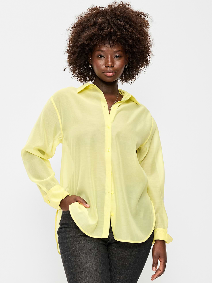 Image 5 of 6, Organza Button-Down Shirt