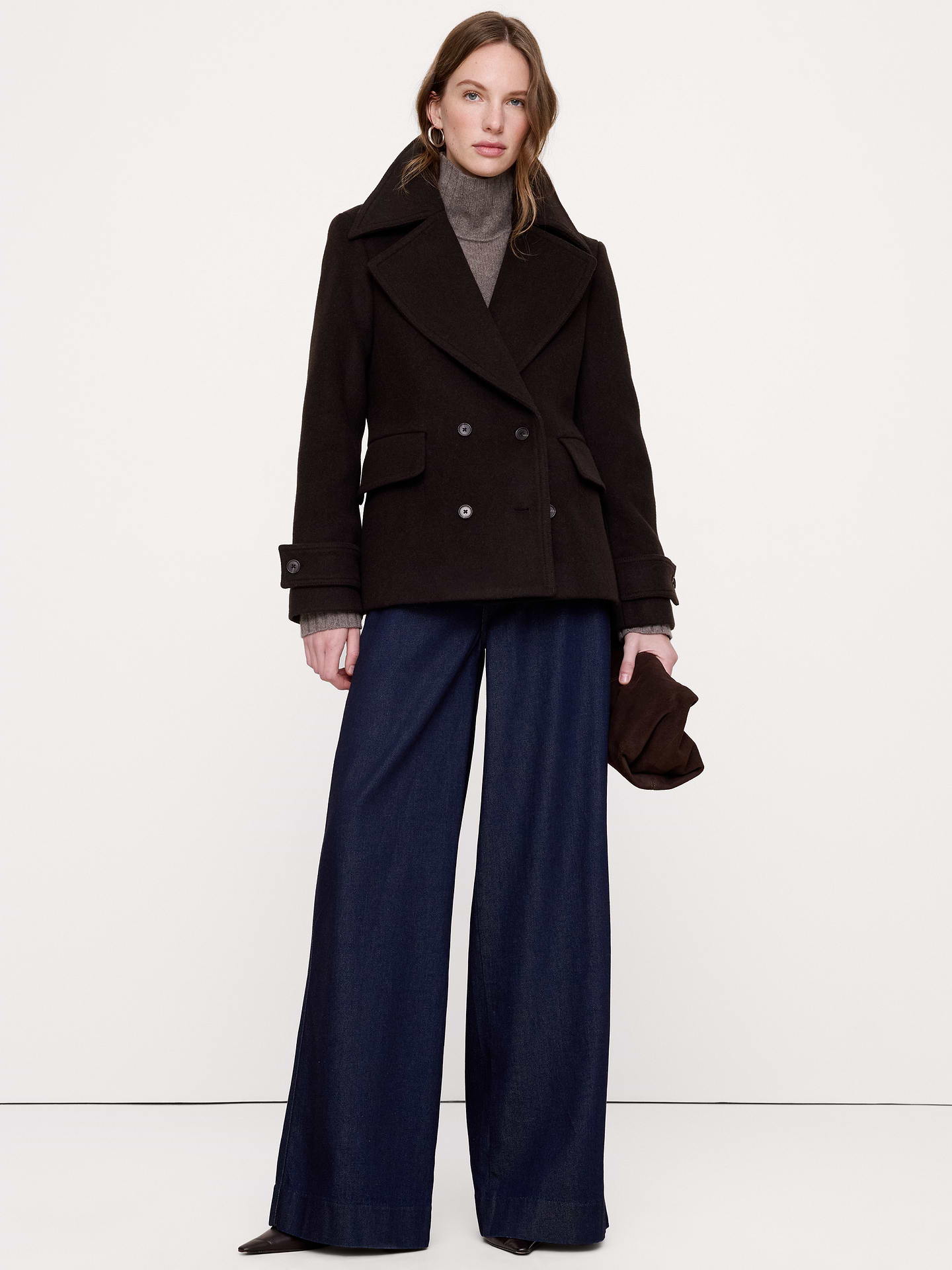 Image 1 of 4, A very cool peacoat. We cut this one from our Italian Melton wool-blend, so it'll last for years to come. Plus, we kept the fit easy and a little short, as an invitation to play with proportions., Classic Fit: A straight and easy fit., Fabric from Italy's Manifattura Emmetex., Double-breasted button front., Front pockets., Fully lined., Product #1184096