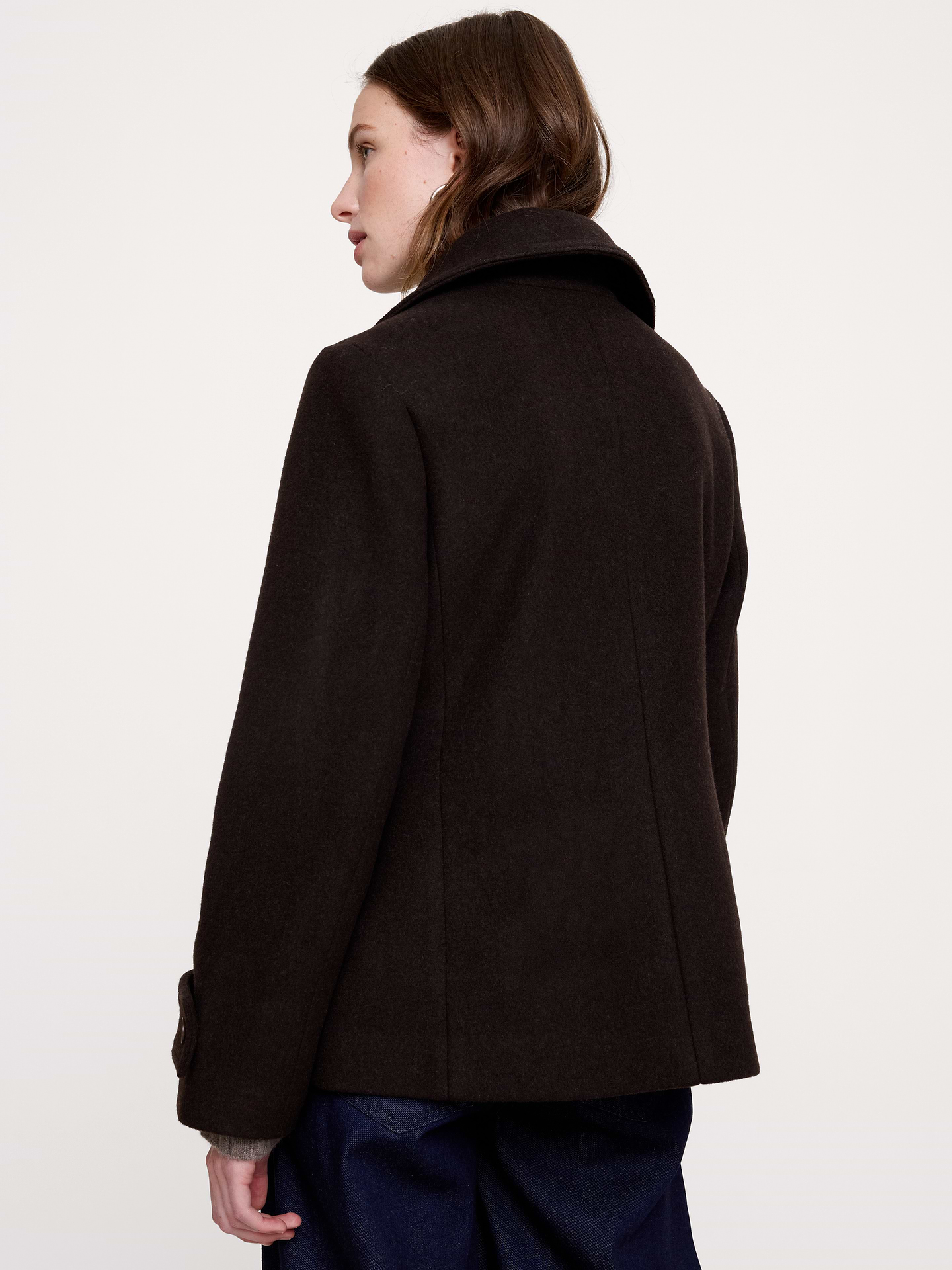 Image 2 of 4, Italian Melton Wool-Blend Peacoat